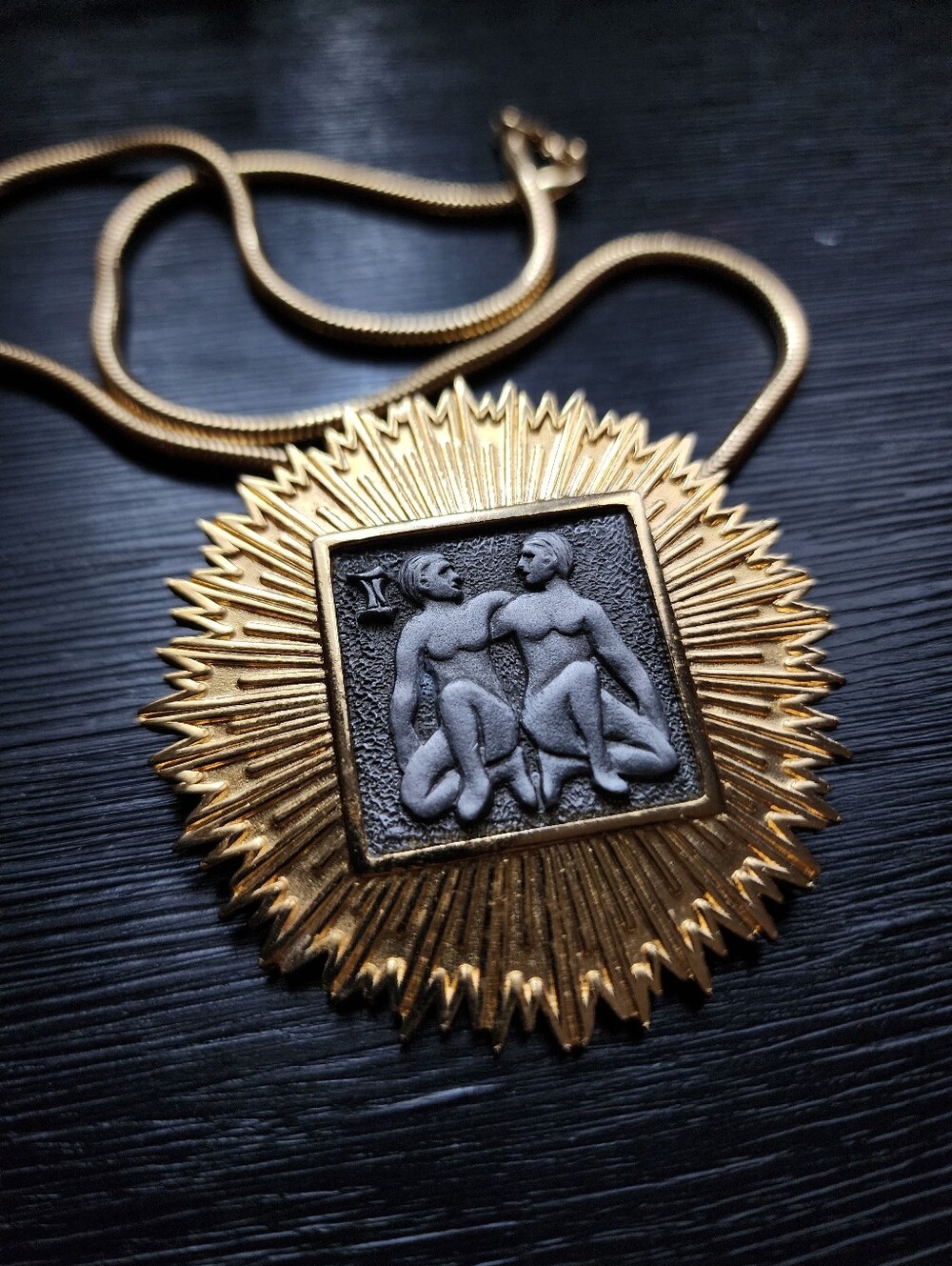 Vintage Mid Century 10k GF Sunburst Gemini Pendant